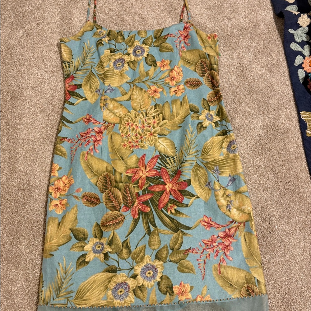 MUSE Slip Cami Tank Dress Womens Size 14 Hawaiian Print Art Tropical